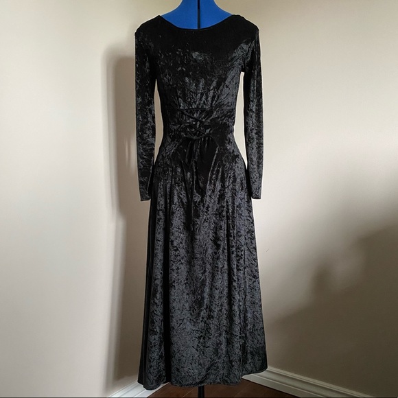 [SOLD]vintage 90s witchy button lace up midi dress - Picture 10 of 16